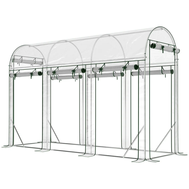 Outsunny Invernadero De Túnel 3x1x2 M Con 8 Puertas Enrollables Transparente