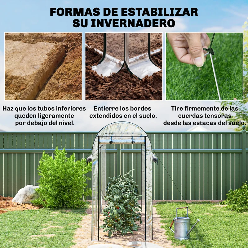 Outsunny Invernadero De Túnel 3x1x2 M Con 8 Puertas Enrollables Transparente