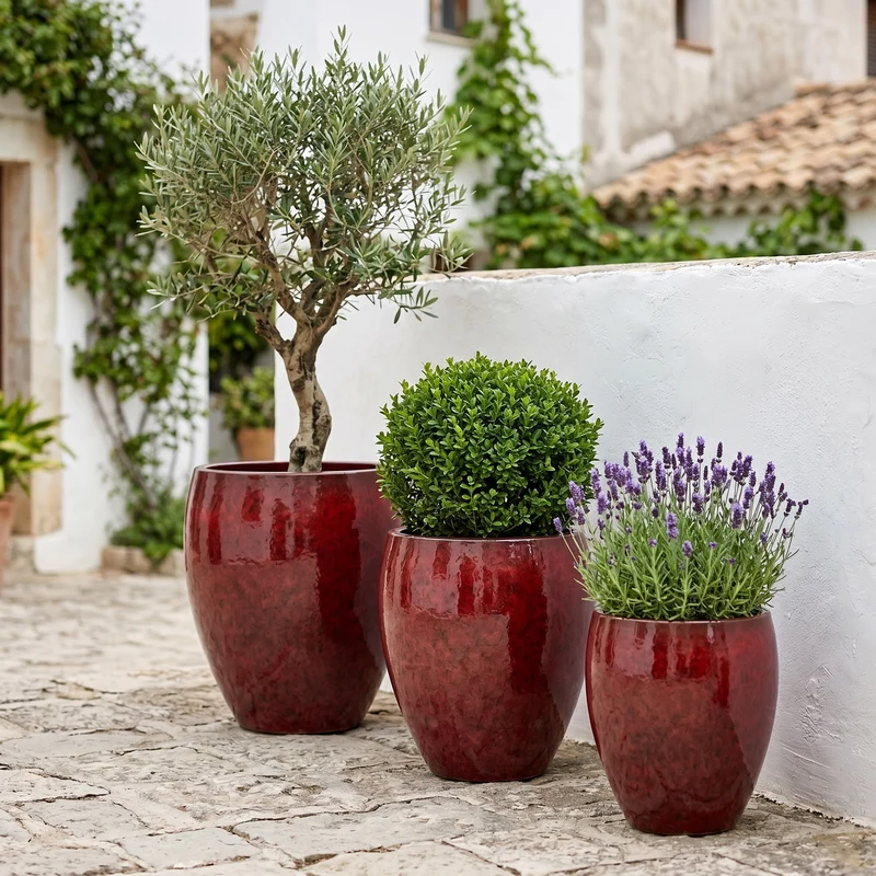 Pot POSEIDON2 36x43cm rouge tropical