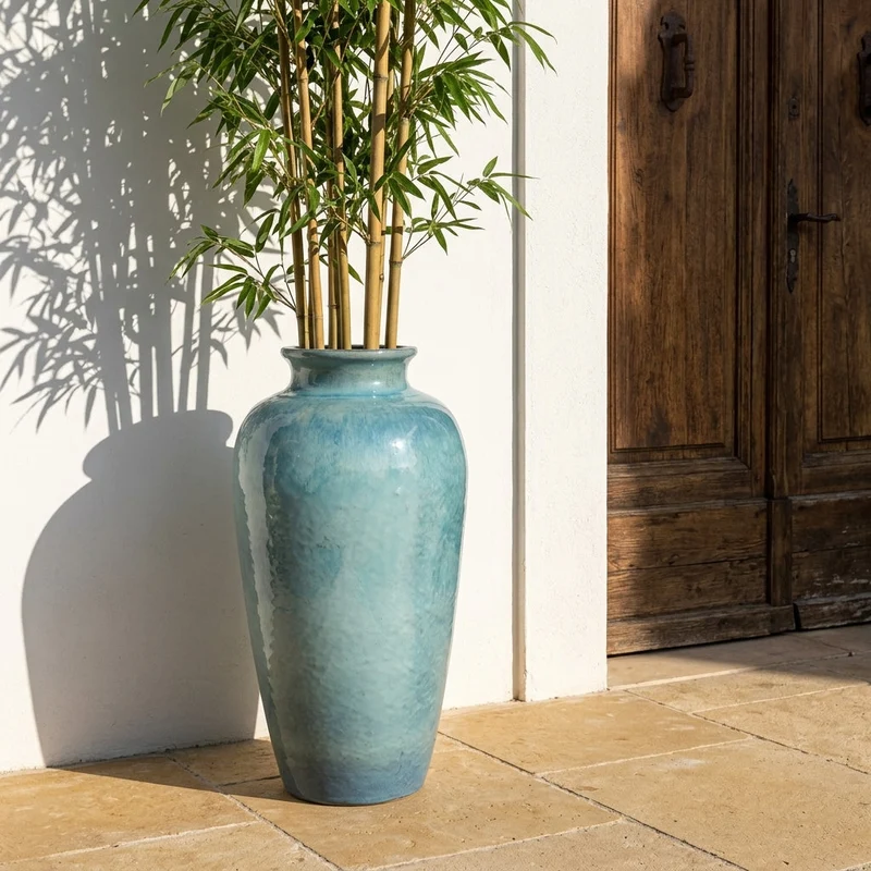 Pot JUPITER 40x83cm bleu océan