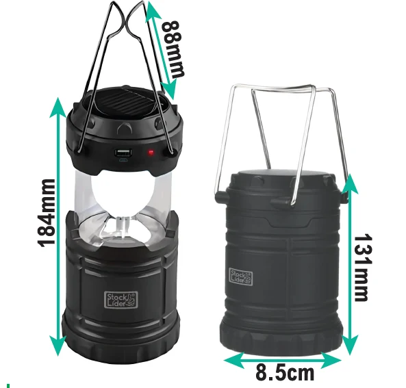 Lámpara camping solar y de pilas