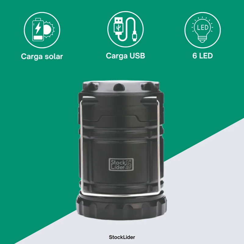 Lámpara camping solar y de pilas