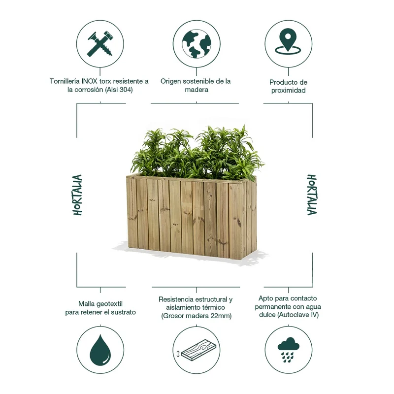 Jardinera de madera Atrium 100x34x60
