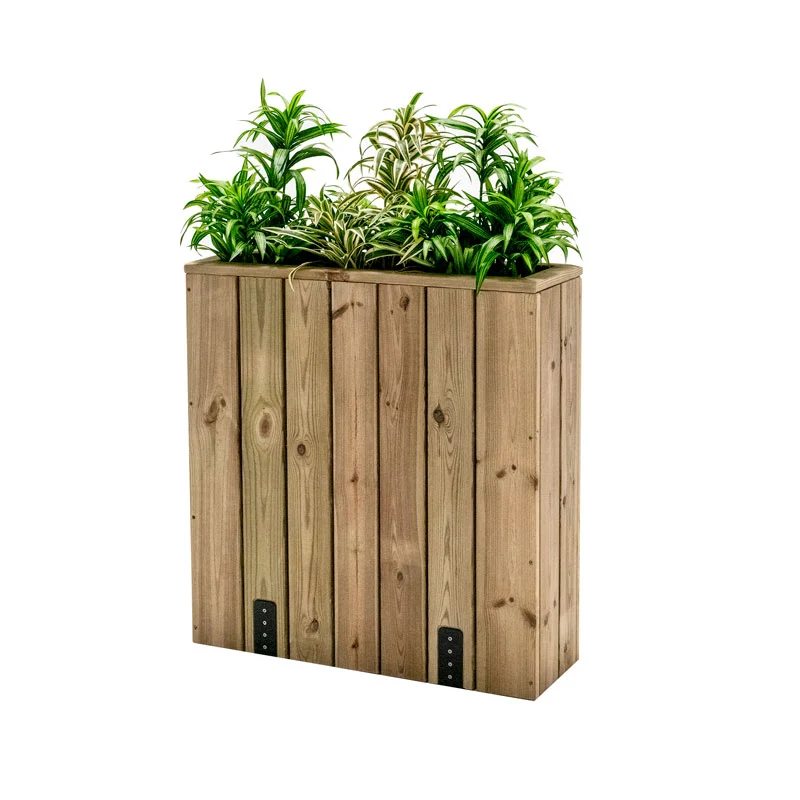 Jardinera de madera fija anclada al suelo 75x24x80