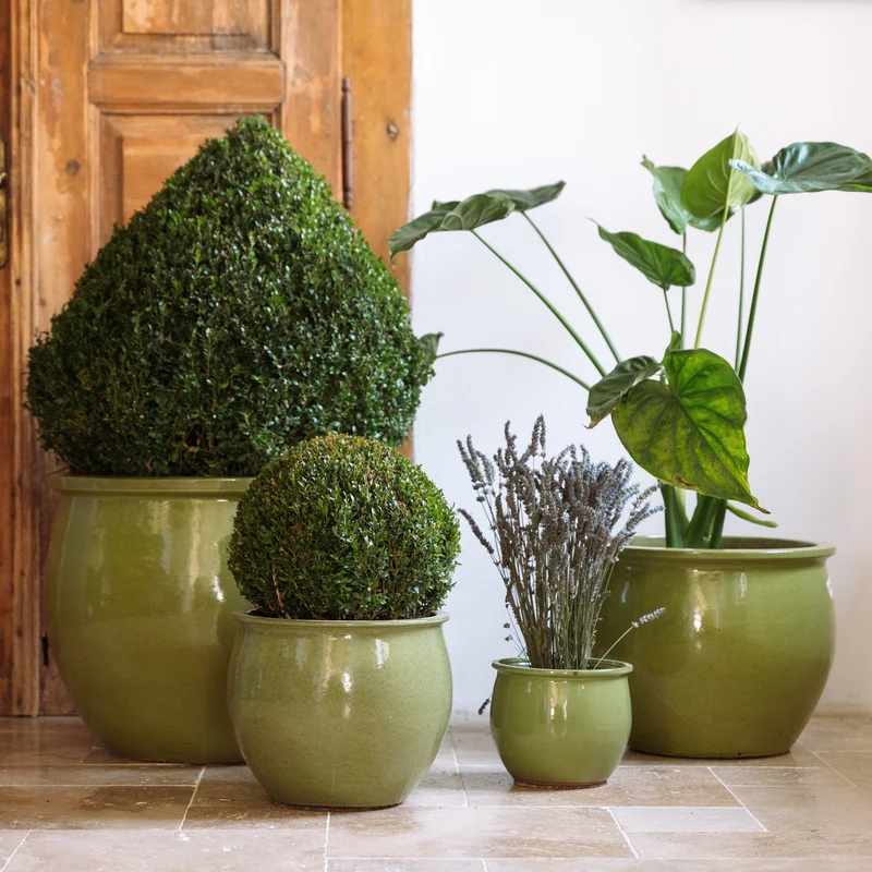 Pot NEWTON 44x35cm vert olive