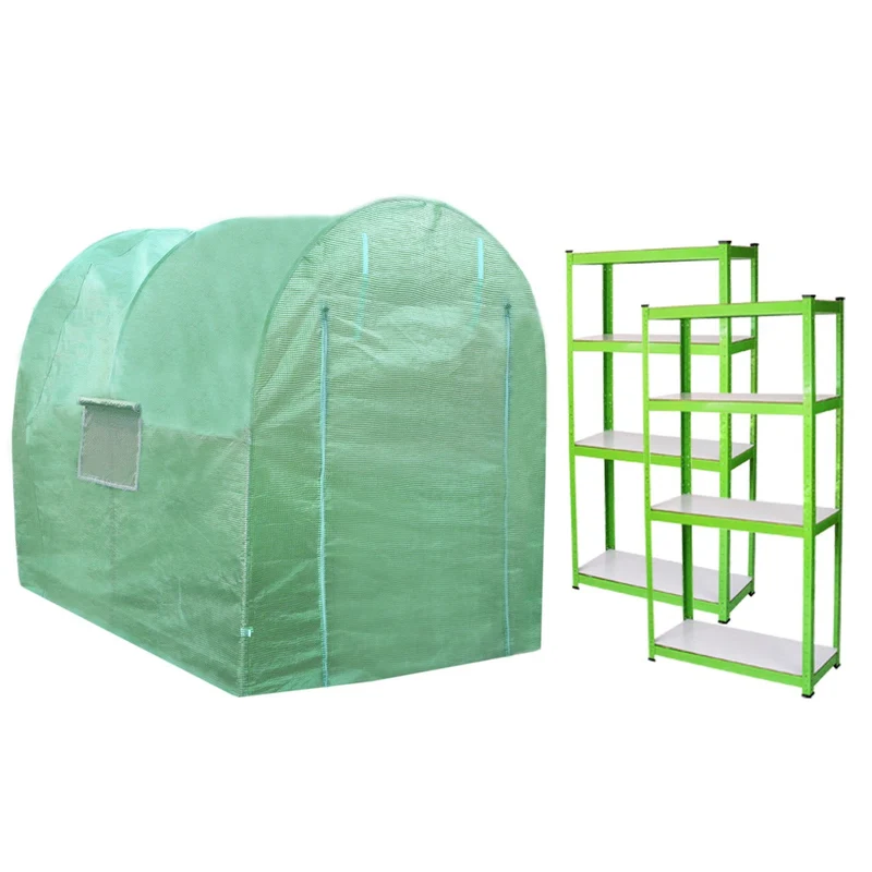 Invernadero Politúnel Con Estantería Galvanizada De Jardín Carpa De Cultivo 19mm 2 X 3m