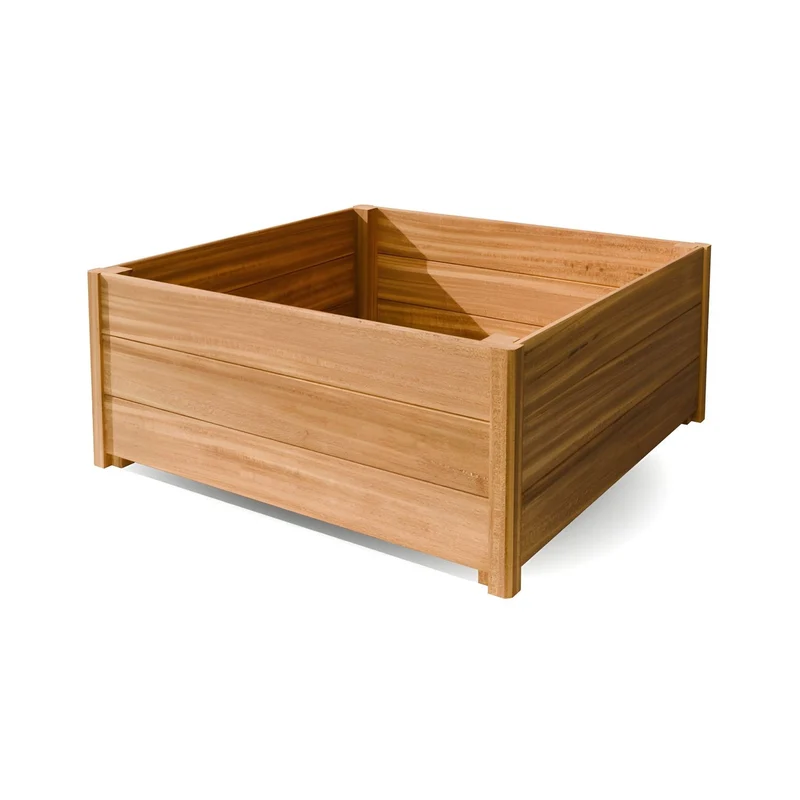 Jardinière en bois dur carrée avec pieds 100x100x42 cm