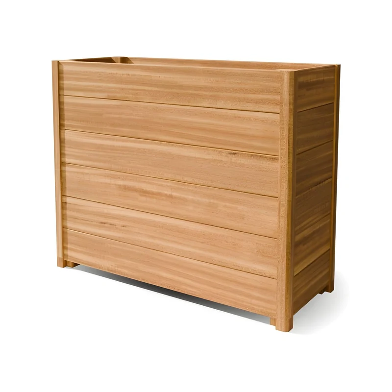 Jardinière en bois dur allongée avec pieds 100x40x81 cm