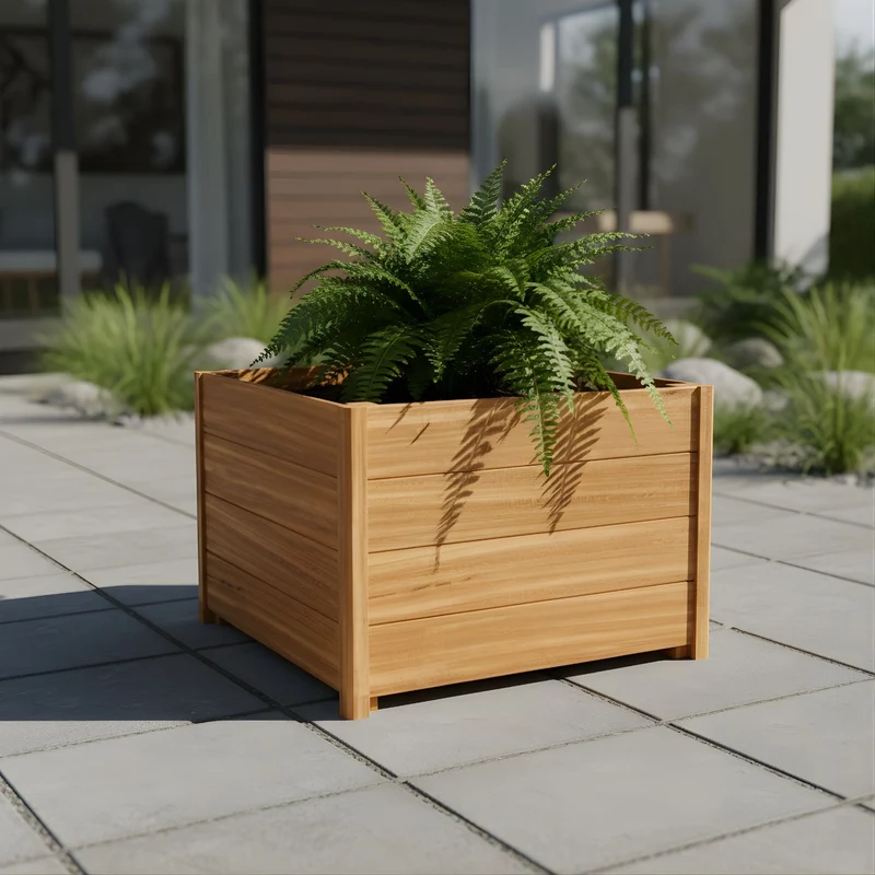 Jardinière en bois dur carrée avec pieds 80x80x55 cm