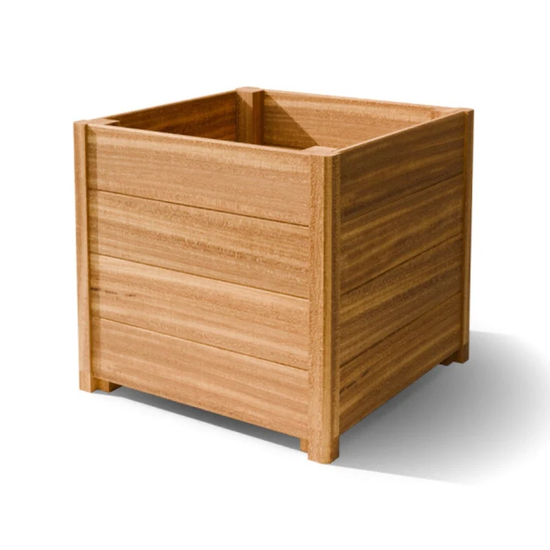 Jardinière en bois dur carrée avec pieds 60x60x55 cm