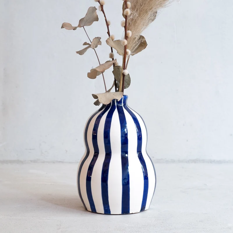 Jarrón de calabaza en azul