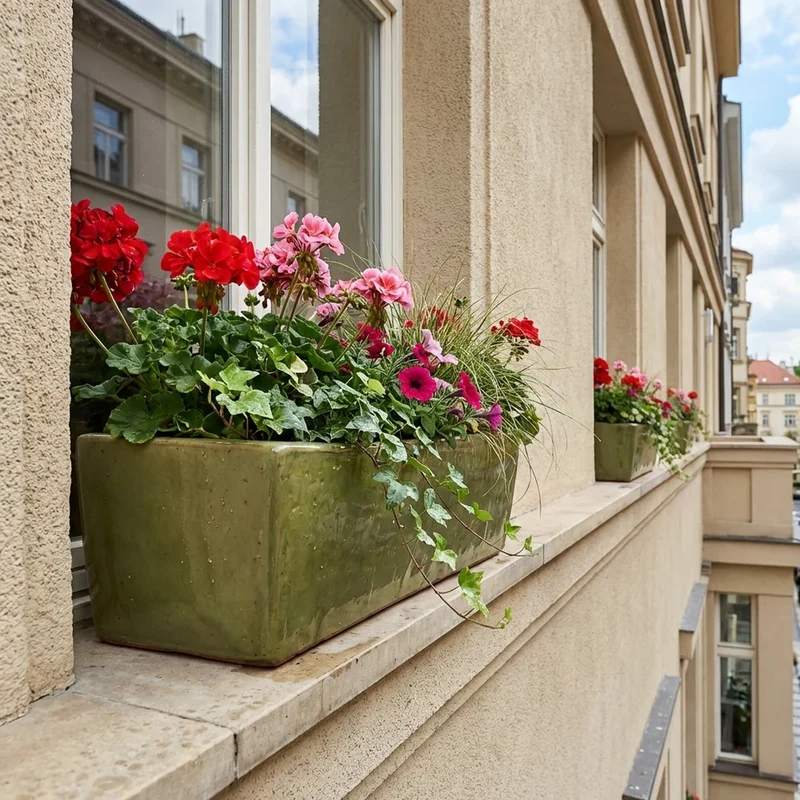Jardinière GIONO 74x26x21cm vert crème