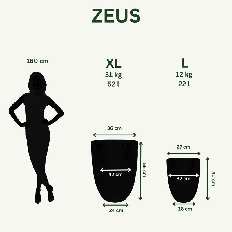 Pot ZEUS 42x54cm vert crème