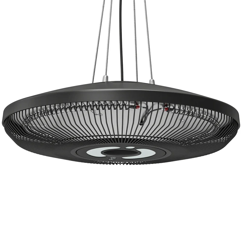 Outsunny Calefactor por Infrarrojos para Terraza Colgante 2000 W con Luz LED, Estufa Exterior Eléctrica con IP65, Control por Táctil/Mando a Distancia, 2 Niveles de Calor, Temporizador 24 h, Negro