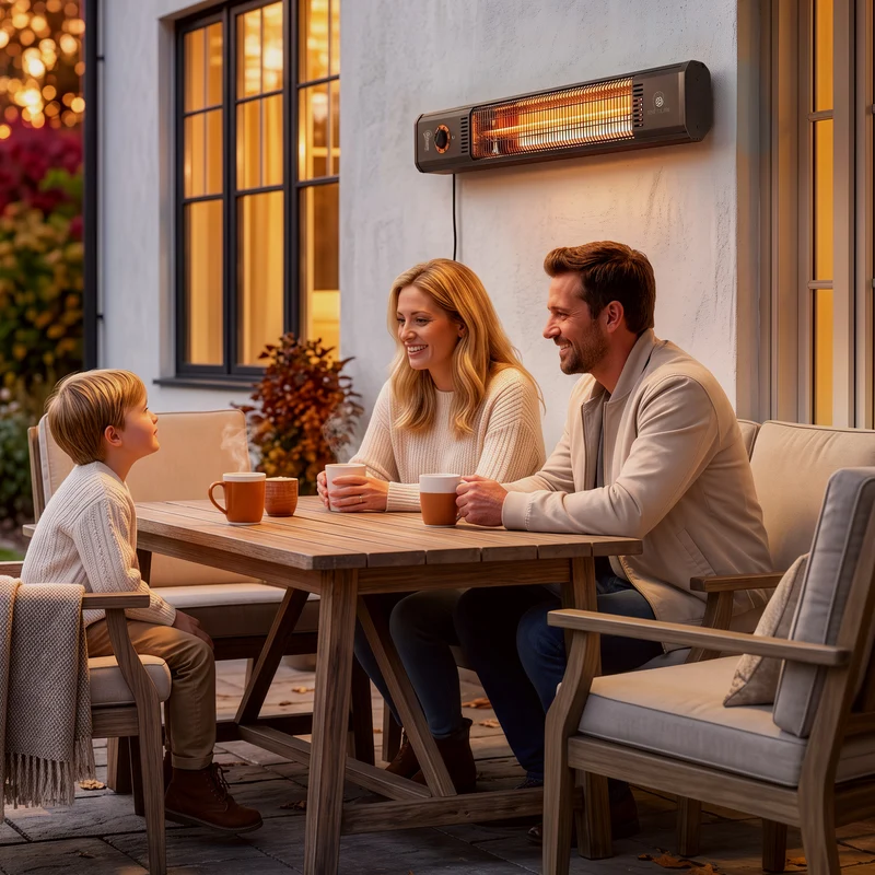 Outsunny Calefactor por Infrarrojos Terraza 2000 W, Estufa Exterior Eléctrica de Pie o Pared con Control por Mando/Control Giratorio, IP65, 9 Niveles Calor, Temporizador 8 h, Apagado Inclinación Funda