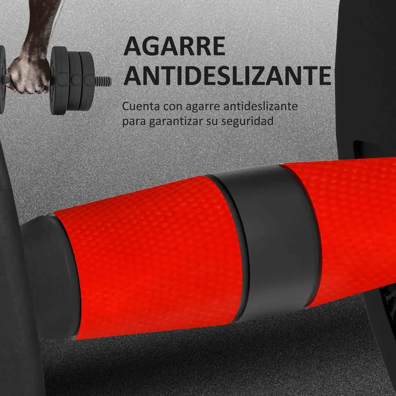HOMCOM Juego de Mancuernas Ajustables, 2 en 1, 20kg, Juego de Pesas con Barra de Conexión y Mango Antideslizante, Pesas y Mancuernas para Hombres y Mujeres, Ejercicio de Fitness, Casa Gimnasio