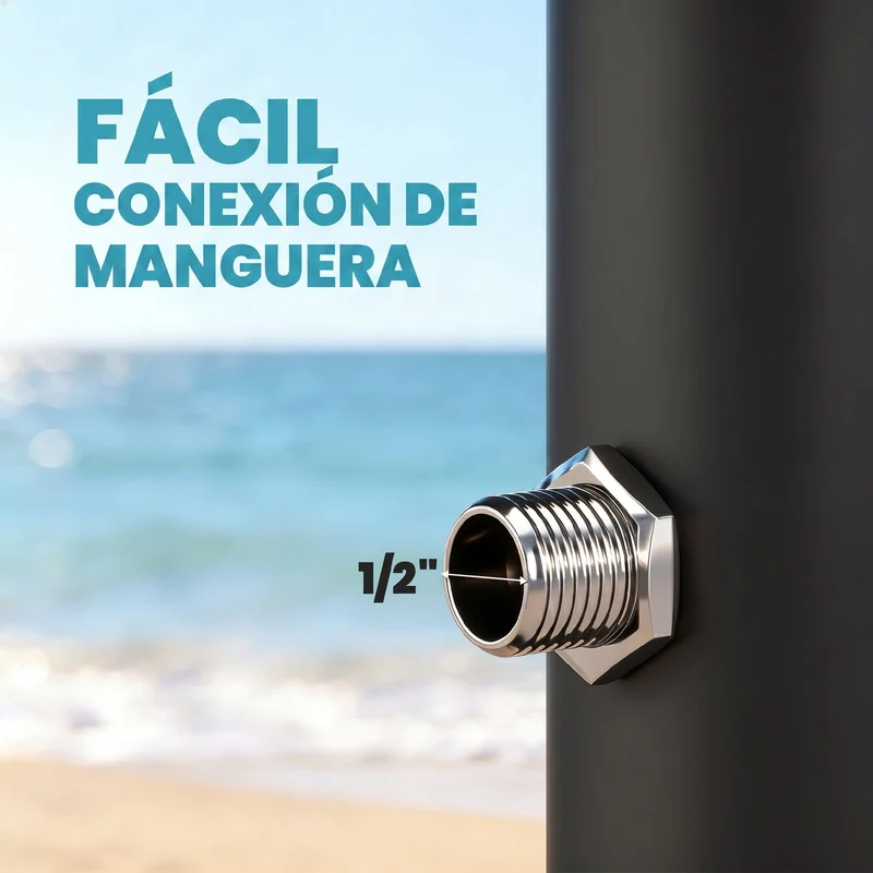 Outsunny Ducha Solar de Jardín 20L Ducha Solar Exterior con Cabezal Rociador de Mano Grifo Pies Agua Fría y Caliente Máx. 60 °C Protección contra Congelamiento para Piscina Camping 42x11x215 cm Negro