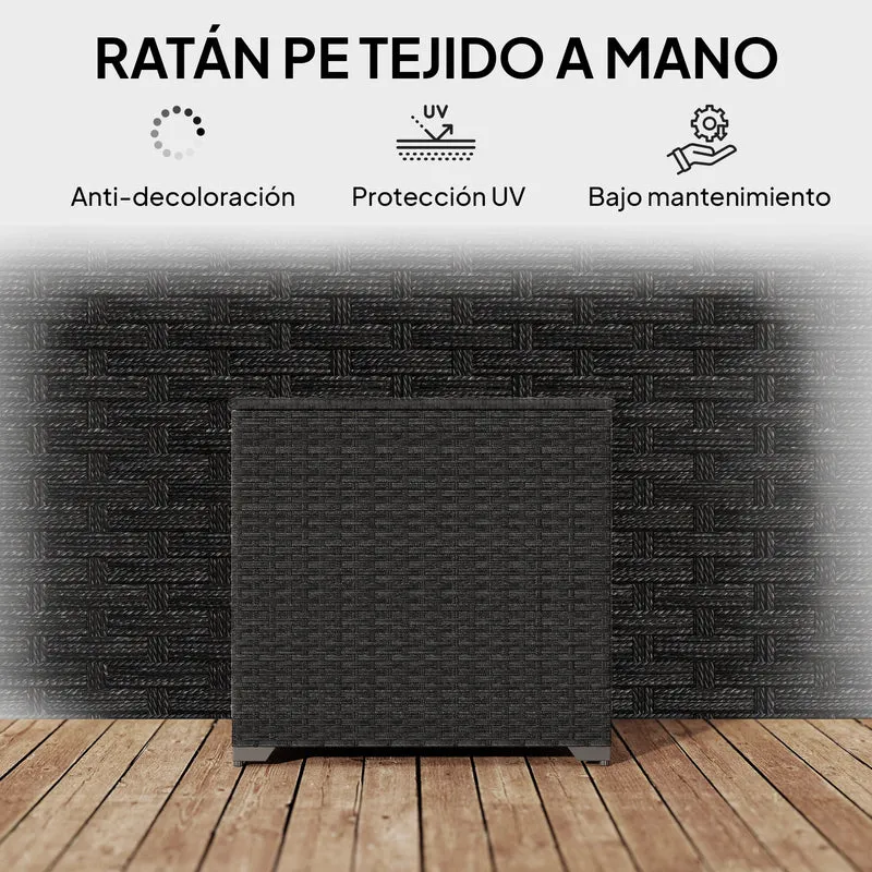 Outsunny Baúl de Almacenaje Exterior de Ratán Sintético de 253L, Arcón Exterior con Varilla Hidráulica, Forro con Cremallera y Marco de Acero, Carga 50 kg, para Jardín, Terraza, 72x72x70 cm, Negro