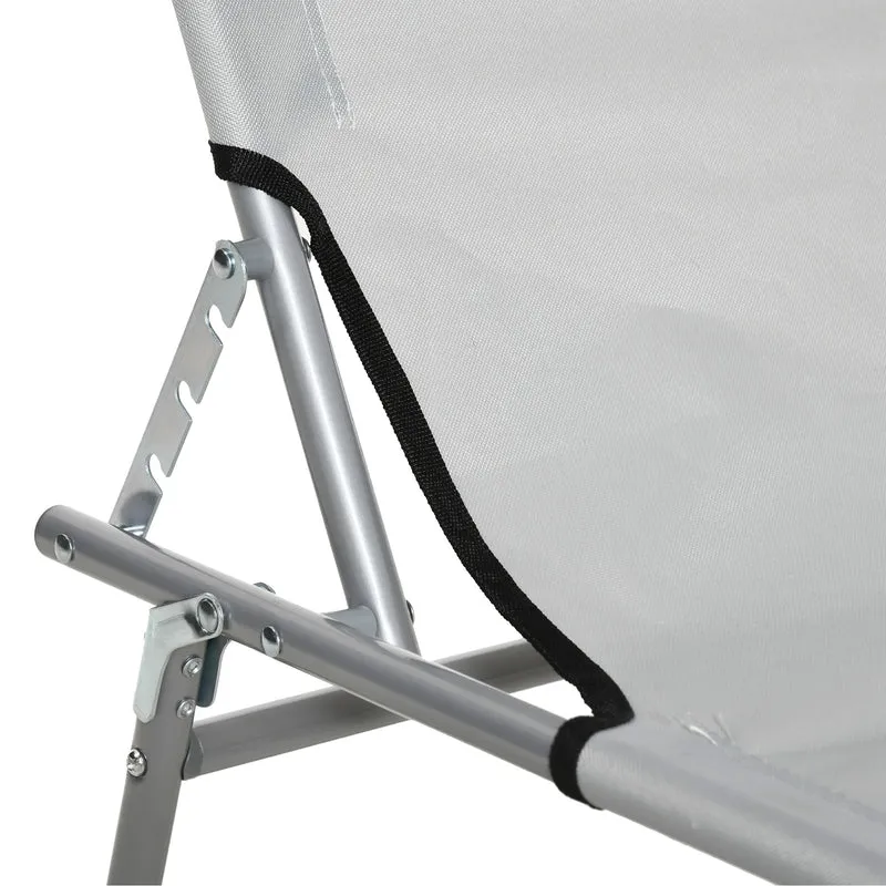 Outsunny Set de 2 Tumbonas Plegables Tumbonas de Jardín Exterior Reclinables con Toldo Desmontable con Ángulo Regulable Respaldo Ajustable en 4 Niveles para Terraza Piscina Patio 187x58x36 cm Gris