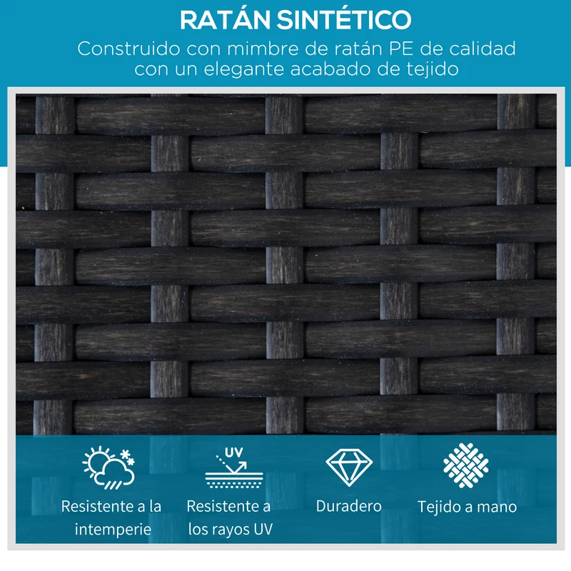 Outsunny Pack de 2 Tumbonas de Ratán Sintético para Jardín con Respaldo Ajustable Cojín y Ruedas Carga 120 kg 73x200x48 cm Gris Claro y Negro