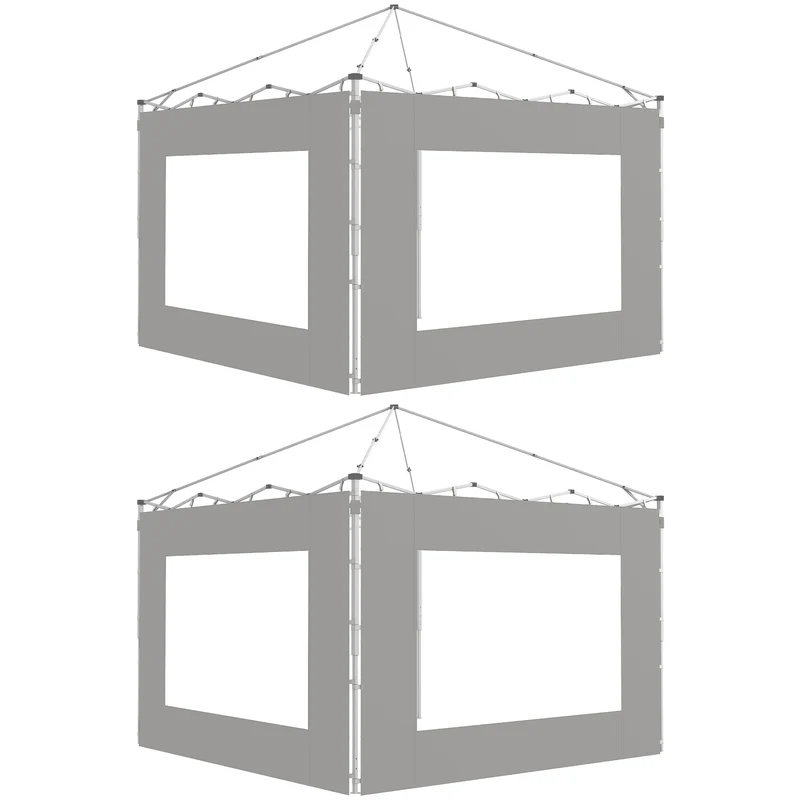 Outsunny Paredes Laterales para Carpa de 4 Paneles 295x195 cm Paredes Laterales de Repuesto de Tela Oxford con Ventana para Carpas de 6x3 m 3x3 m Gris