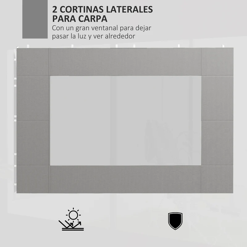 Outsunny Paredes Laterales para Carpa de 4 Paneles 295x195 cm Paredes Laterales de Repuesto de Tela Oxford con Ventana para Carpas de 6x3 m 3x3 m Gris