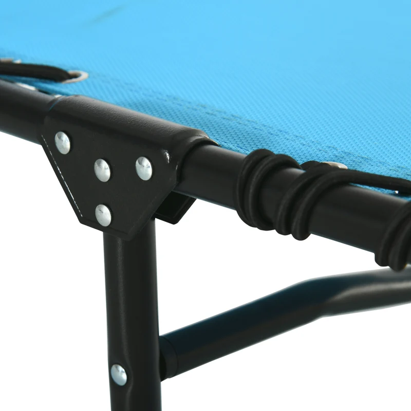 Outsunny Set de 2 Tumbonas Plegables Tumbonas Jardín Exterior con Respaldo Ajustable en 4 Posiciones Sistema de Cordones Marco Acero para Exterior 197x58x30 cm Azul Claro