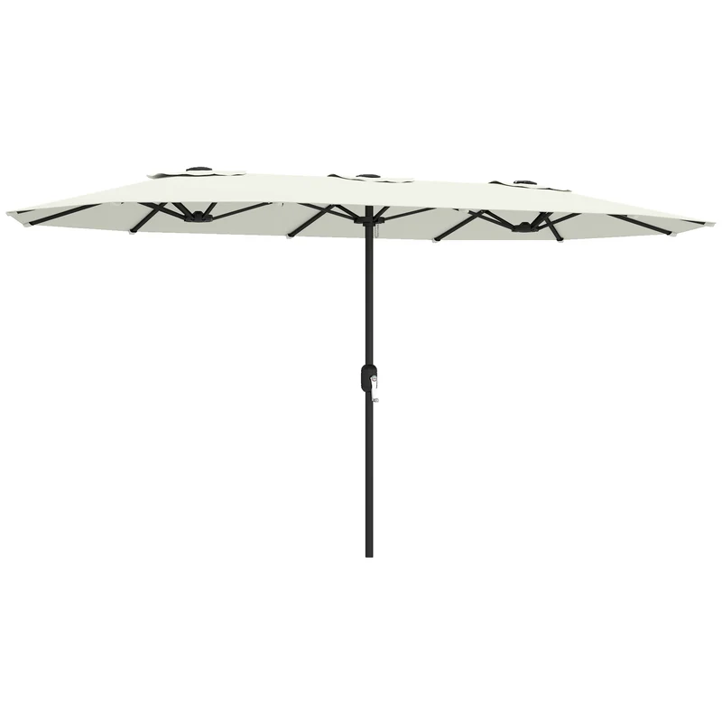 Outsunny Sombrilla Doble 4,6x2,6 m, Sombrilla Terraza Exterior con Manivela Manual, Protección UV50+, Funda Protectora, Resistente al Agua, Parasol para Jardín, Terraza, Patio, Blanco Crema