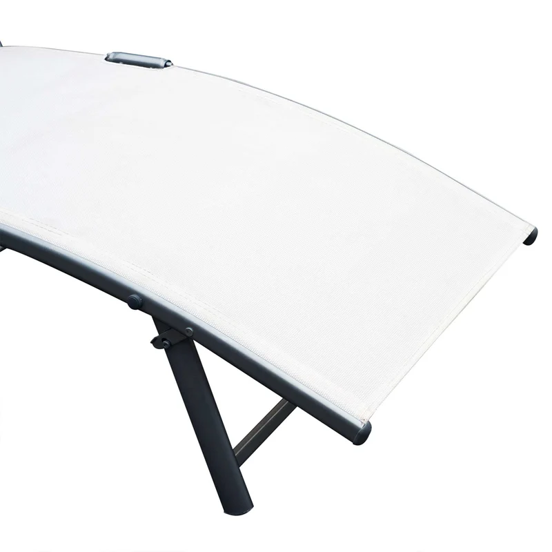 Outsunny Set de 2 Tumbonas Plegables de Jardín Exterior con Respaldo Ajustable Almohada y Reposabrazos Carga 165 kg para Piscina Terraza Camping 137x63,5x100,5 cm Beige