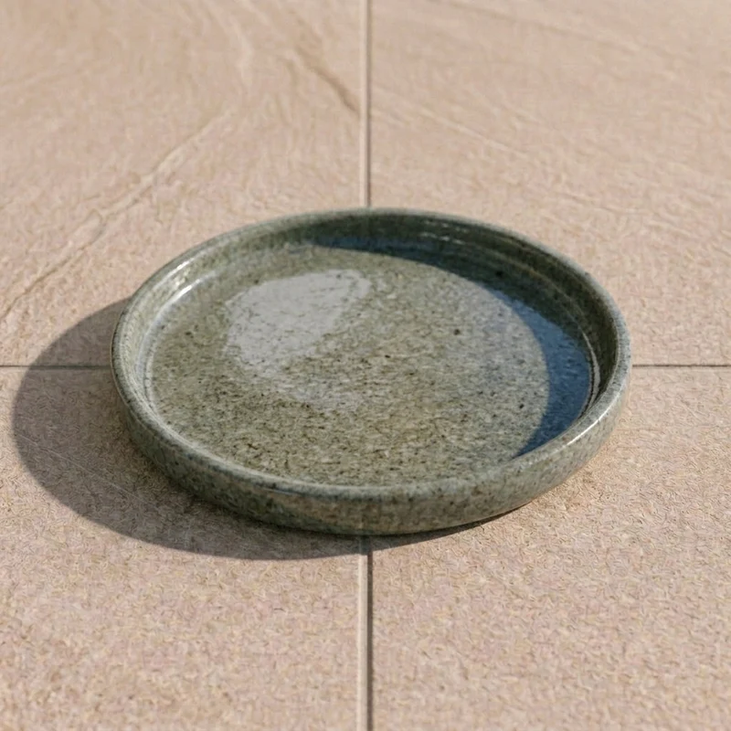 Soucoupe ronde 40cm blanc tigré