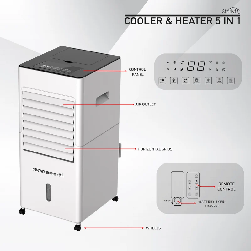 Refrigerador de ambientes, calefactor, ventilador, humidificador y purificador de aire