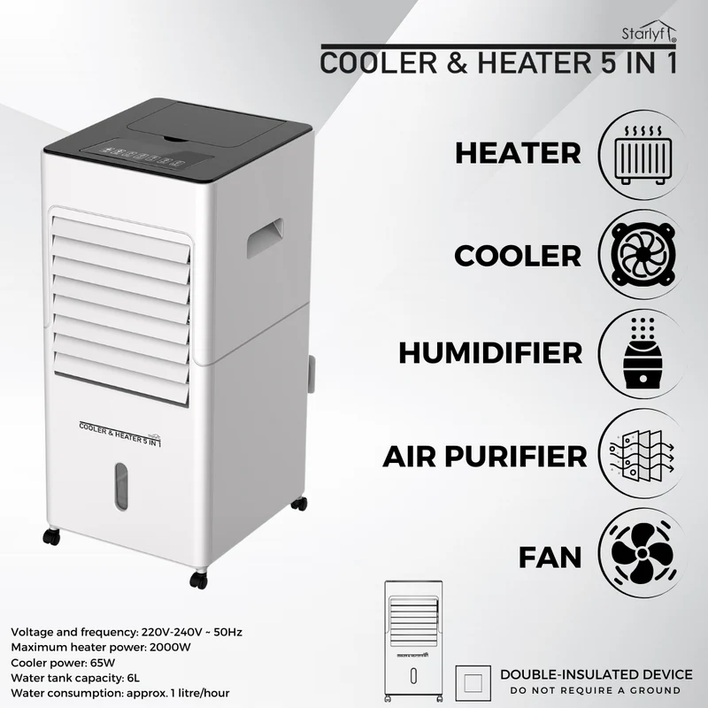 Refrigerador de ambientes, calefactor, ventilador, humidificador y purificador de aire