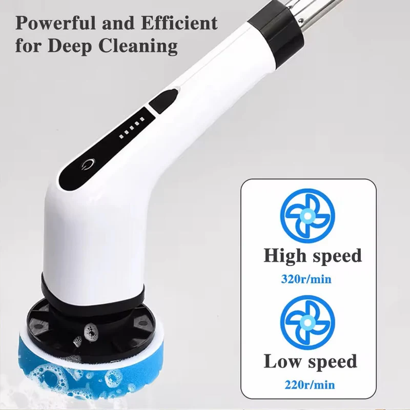 Cepillo de limpieza eléctrico giratorio con 9 cabezales para baño, cocina y coche