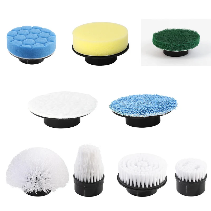 Cepillo de limpieza eléctrico giratorio con 9 cabezales para baño, cocina y coche