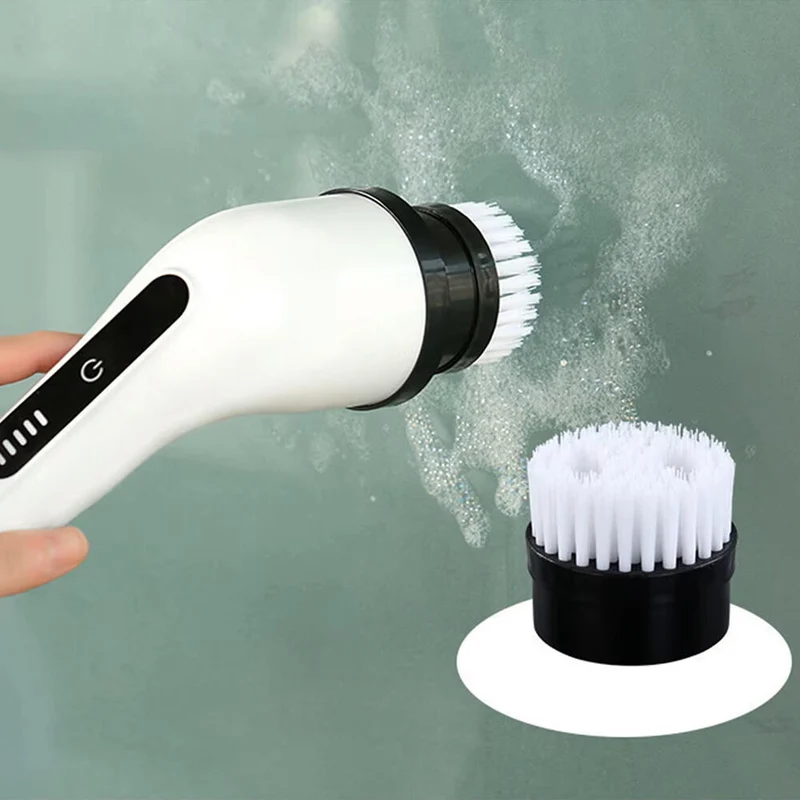 Cepillo de limpieza eléctrico giratorio con 9 cabezales para baño, cocina y coche