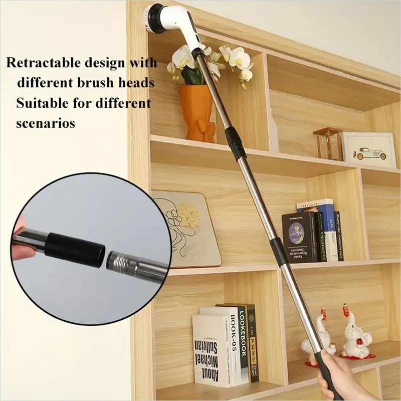Cepillo de limpieza eléctrico giratorio con 9 cabezales para baño, cocina y coche