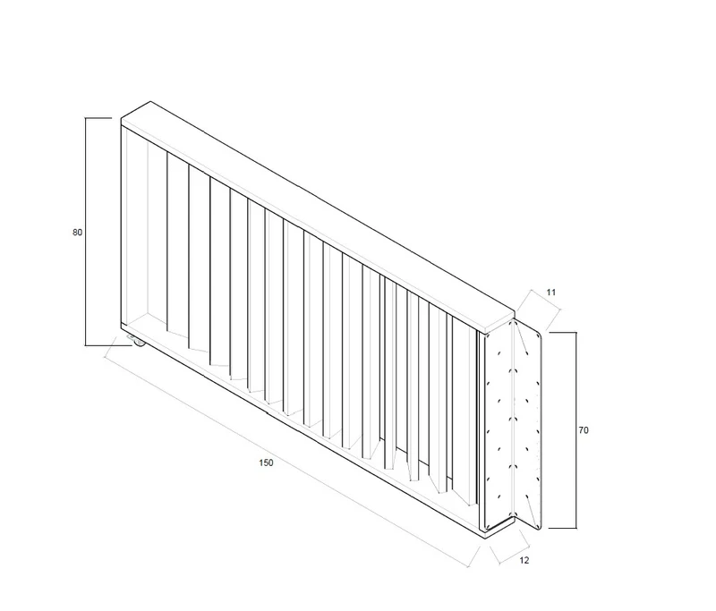 Barandilla abatible de madera 150x12x80