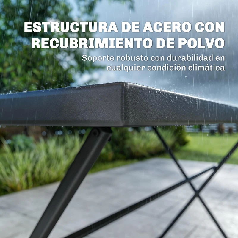 Outsunny Conjunto de Mesa y Sillas Jardín de 5 Piezas, Muebles de Jardín Exterior con 4 Sillas Plegables y Mesa Plegable, para Terraza, Patio, Gris