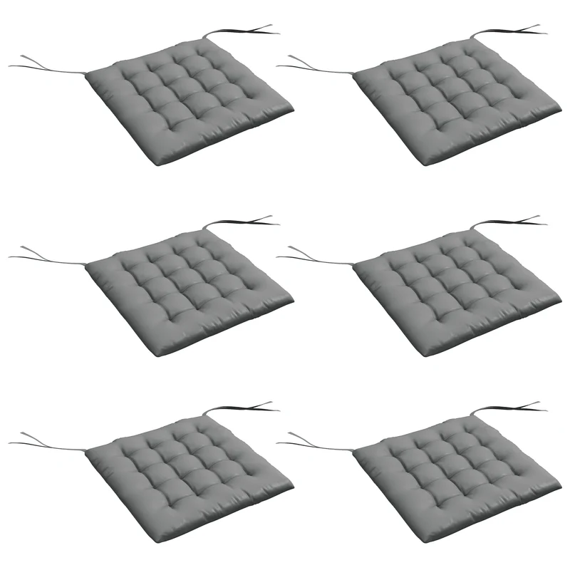 Outsunny Juego de 6 Cojines para Sillas de Comedor, 40x40 cm, 6 Piezas, Cojines para Sillas de Jardín Acolchados con Cintas y Fundas Extraíbles, Gris Oscuro