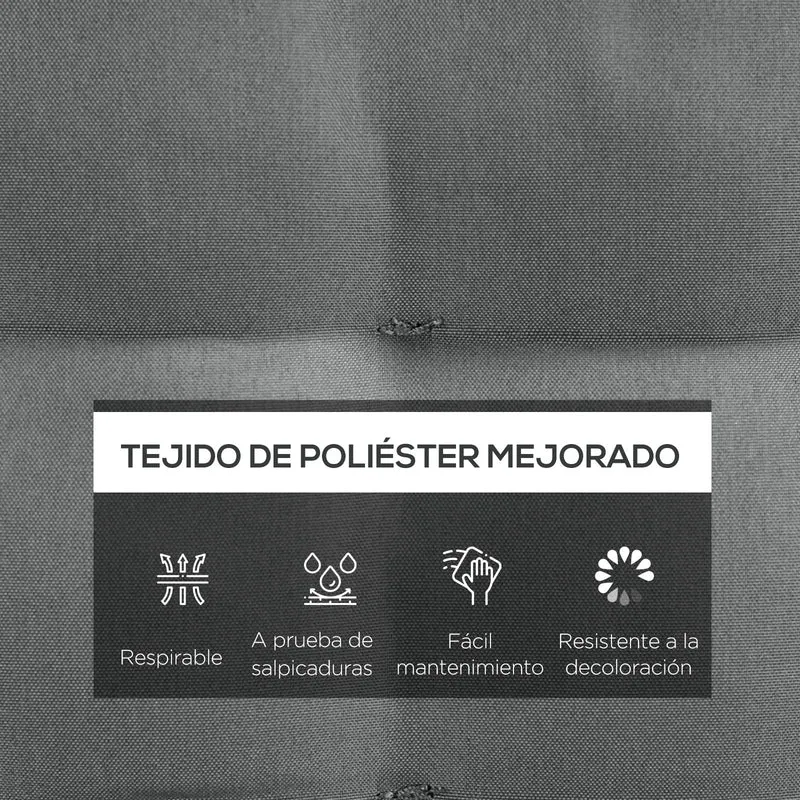 Outsunny Juego de 6 Cojines para Sillas de Comedor, 40x40 cm, 6 Piezas, Cojines para Sillas de Jardín Acolchados con Cintas y Fundas Extraíbles, Gris Oscuro