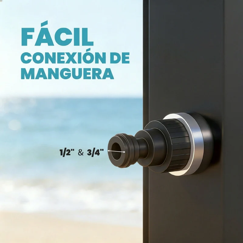Outsunny Ducha Solar de Jardín 60 L Ducha Solar Exterior con Cabezal Rociador de Mano Grifo de Pies Agua Fría y Caliente Máx. 60 °C Conexión Manguera para Piscina Camping Patio 21,8x18,2x227 cm Negro