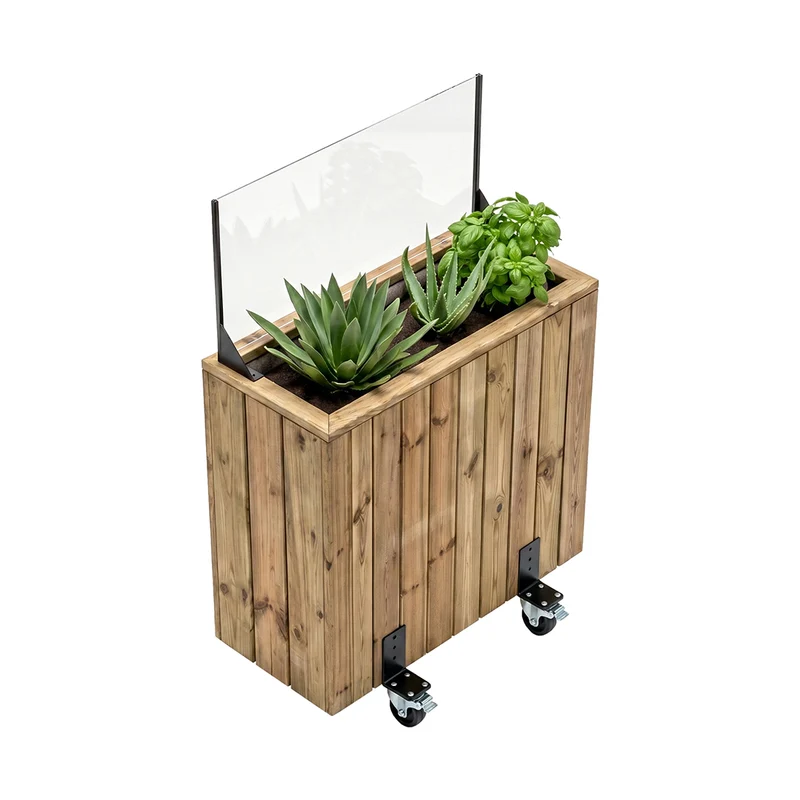 Jardinera de madera con ruedas 100x34x80