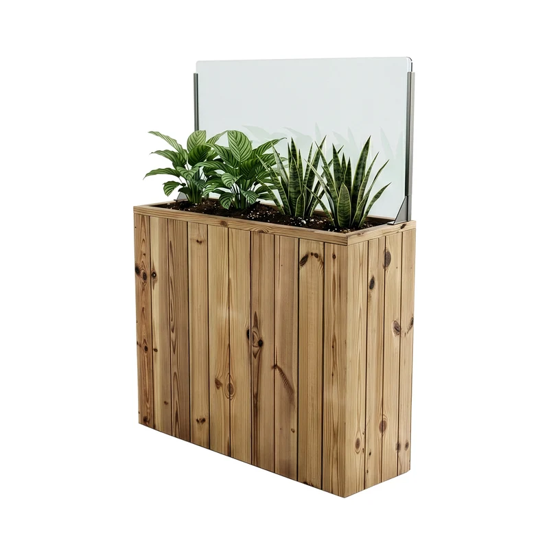 Jardinera de madera 100x44.5x100 y paravientos h60