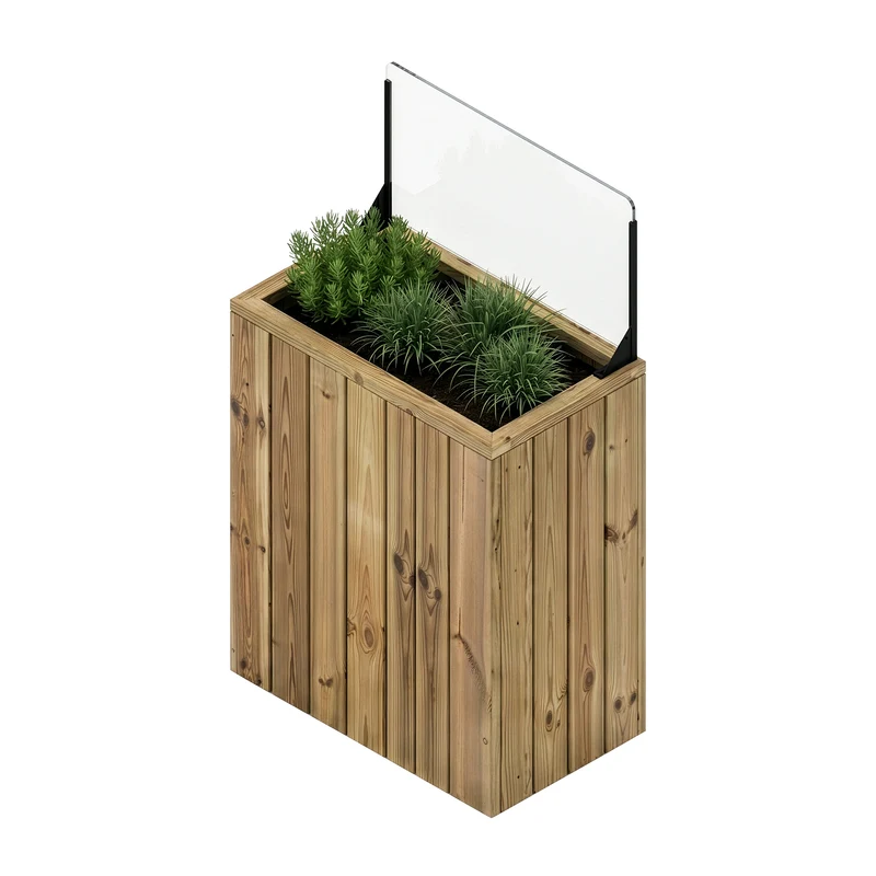 Jardinera de madera 75x44.5x100 con paraviento h40