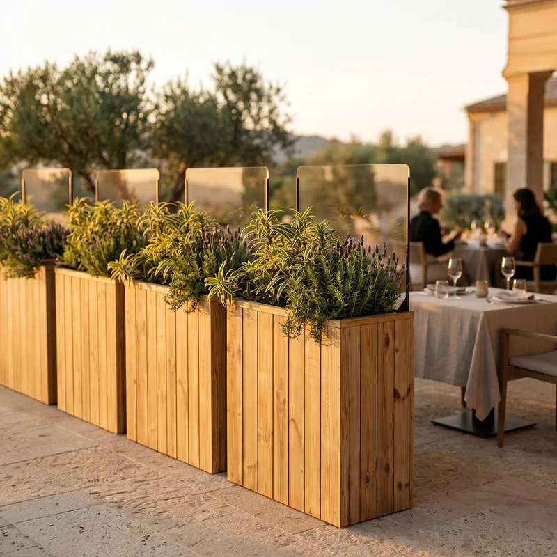 Jardinera de madera 75x44.5x100 con paraviento h40