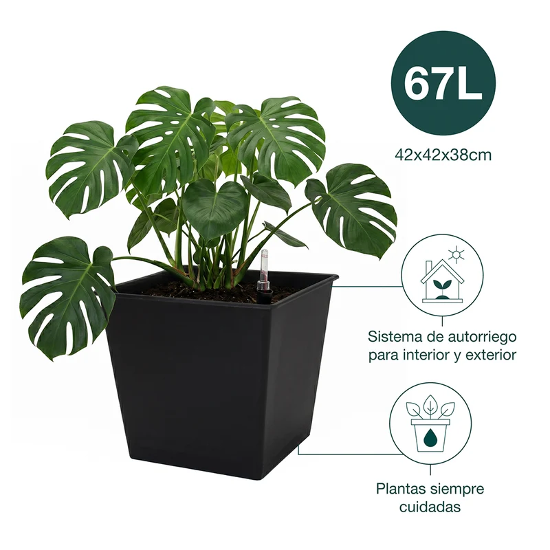 Maceta de autorriego Nidum 67 L 42×42×38 cm