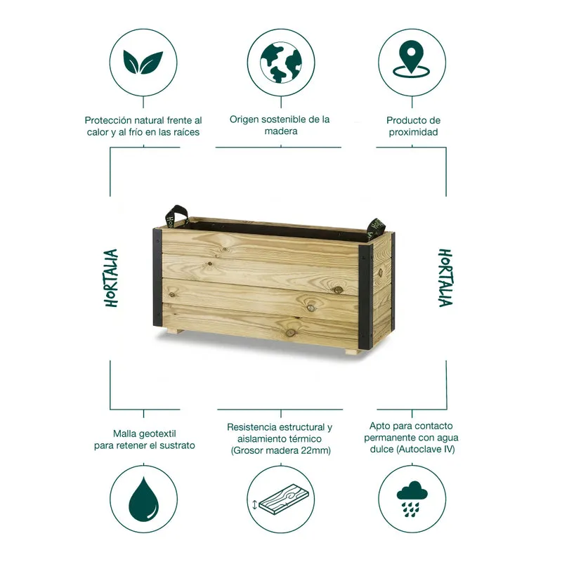 Jardinera rectangular Ghio 80x30x40