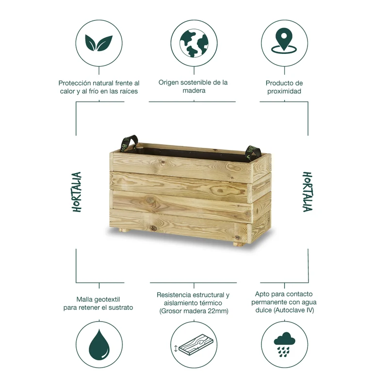 Jardinera rectangular Ghio 70x30x40
