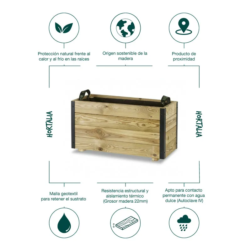Jardinera rectangular Ghio 70x30x40