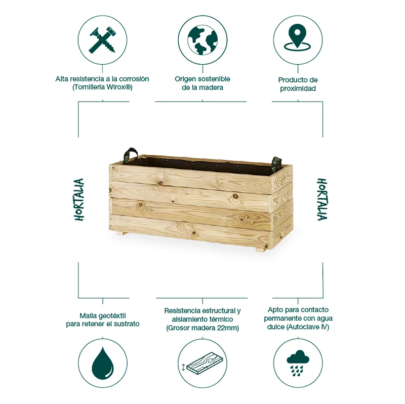 Jardinera rectangular Ghio 90x40x40